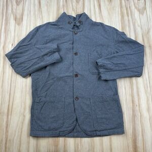 Portuguese Flannel Midweight Button Down Shirt Shacket Chore Gray Large